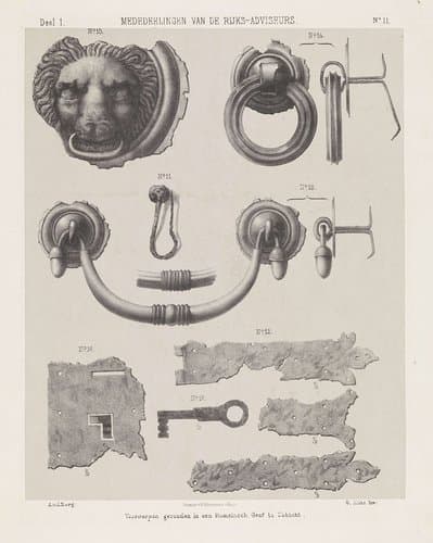 Opgegraven Romeinse handvatten, deurknoppen en sloten