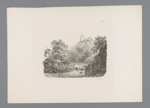 Landschap met rivier en kasteel