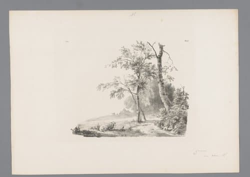 Landschap met schaap aan touw