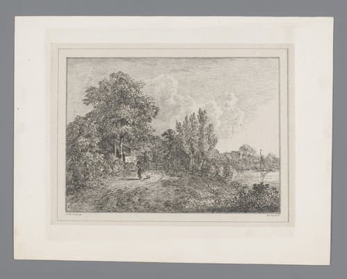 Boerderij en huizen aan het water bij Dordrecht