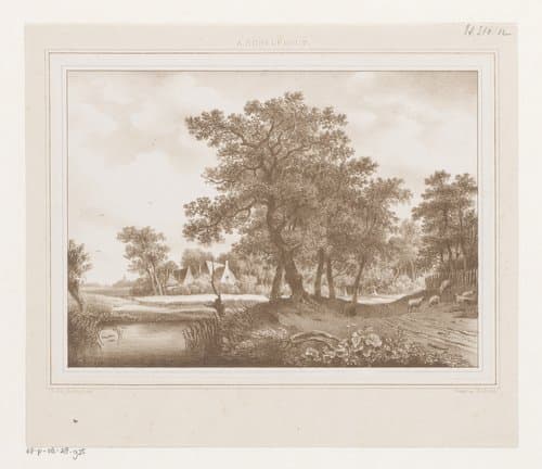 Gezicht op een landweg en een sloot