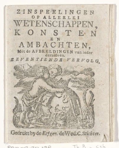 Titelpagina voor: Zinspeelingen op allerlei wetenschappen, konsten en ambachten: Continuation 17, 1786