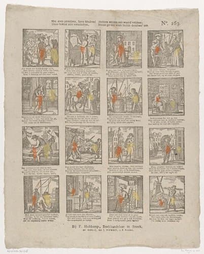 Met deez prentjens, lieve kindren! / Onze lust zal niet vermindren, / Hebben we aan ons woord voldaan; / Neemt ge ons werk slechts dankbaar' aan