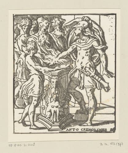 Mucius Scaevola steekt zijn hand in het vuur