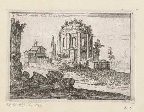 Resten van de Tempel van Minerva Medica in een landschap