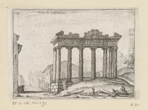 Resten van de Tempel van Saturnus op het Forum Romanum te Rome