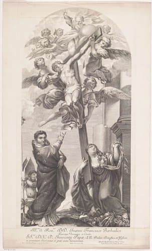 Christus aan het kruis met Maria Magdalena en een bisschop