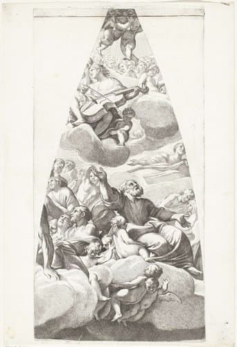 De heilige Jozef en andere heilige met cellospelende engel