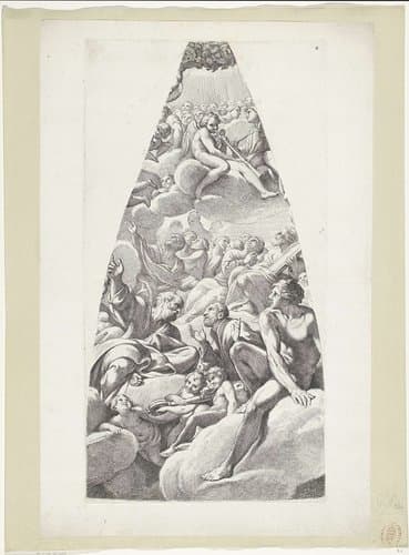 De heilige Petrus met andere heilige en engelen