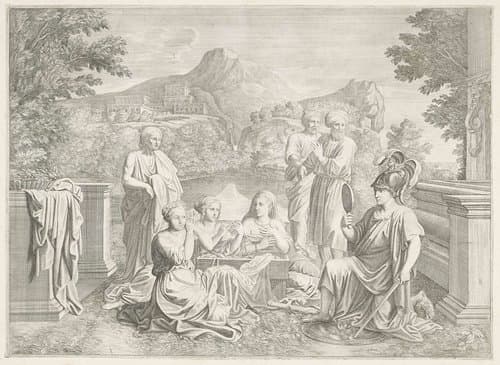 Achilles door Odysseus herkend temidden van de dochters van Lycomedes