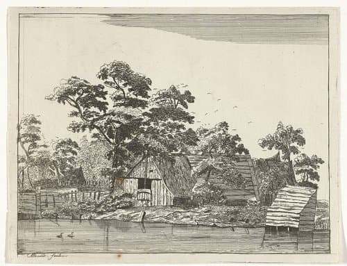 Huizen aan een vijver