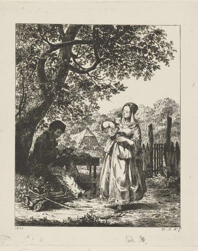 Man en vrouw voor een boerenhoeve