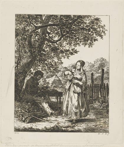 Man en vrouw voor een boerenhoeve