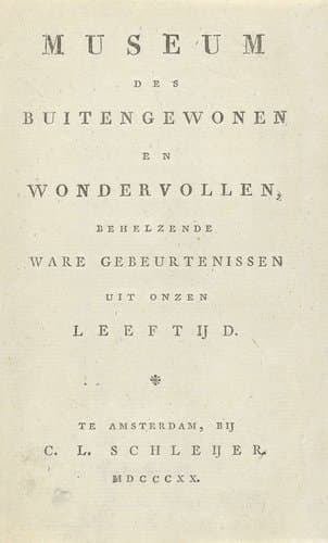 Titelpagina voor: Museum des buitengewonen en Wondervollen, 1820