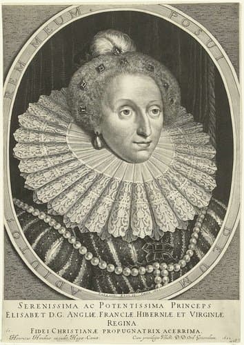 Portret van Elizabeth I Tudor, koningin van Engeland op 48-jarige leeftijd in ovaal