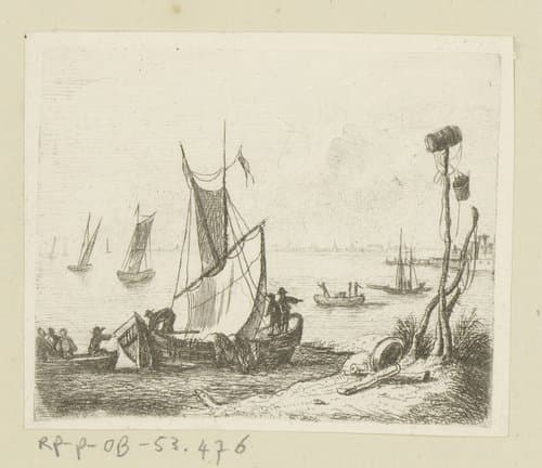 Landschap met water en schepen