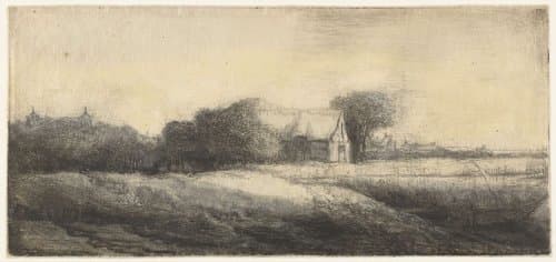 Landschap met een hengelaar in een boot