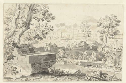 Landschap met antieke ruïnes