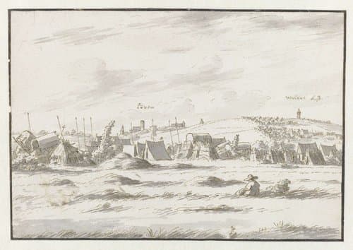 Gezicht op het kampement van het leger van Willem III bij Leuven