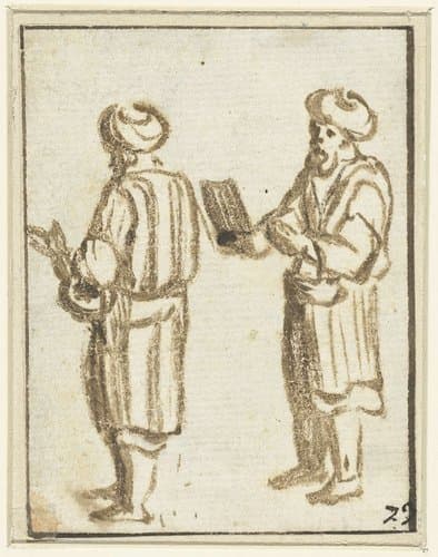 Twee staande mannen met tulbanden