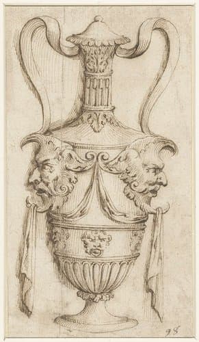 Vaas met mascarons op de schouders