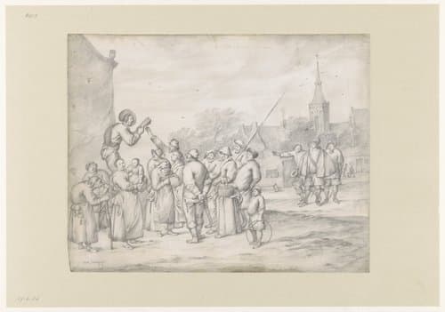 Peddler Selling Pamphlets to Villagers