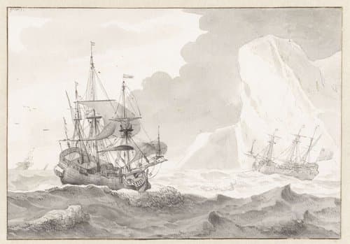 Twee zeilschepen bij een krijtrots