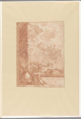 Hoek van plafond met Apollo in zijn zonnewagen