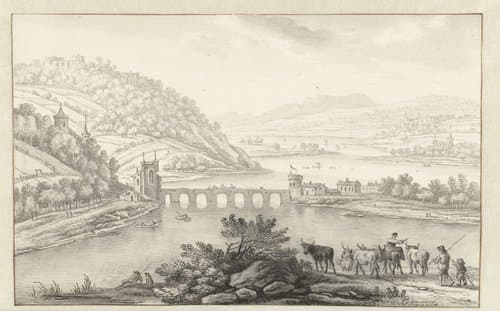 Mountain Landscape with a Bridge across a River