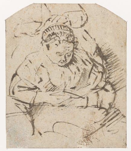 Vrouw bij haar toilet