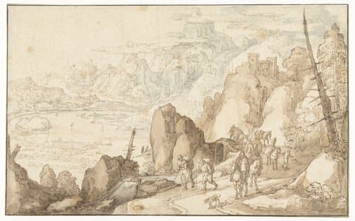 Landschap met reizigers