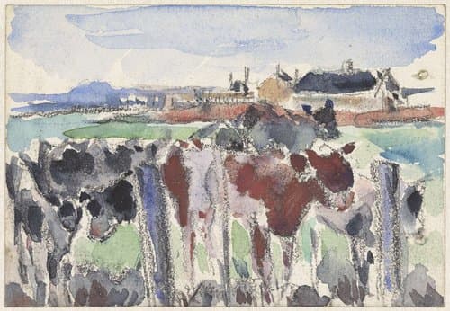 Landschap aan de Schinkel met koeien op de voorgrond