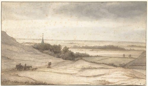 Gezicht vanuit de duinen op het dorpje Schoorl