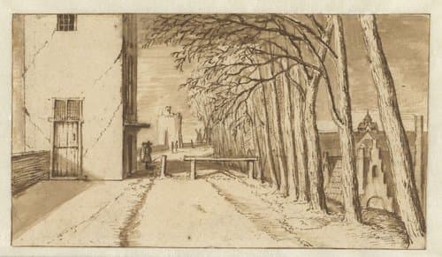 View along the City Wall of Utrecht, from the South, with the Smeetoren (‘Blacksmiths’ Tower’) on the Left and the Mariakerk in the Distance on the Right