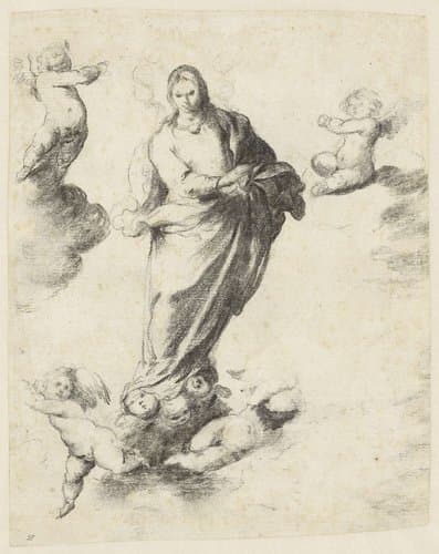 Maria door engeltjes ten hemel gevoerd