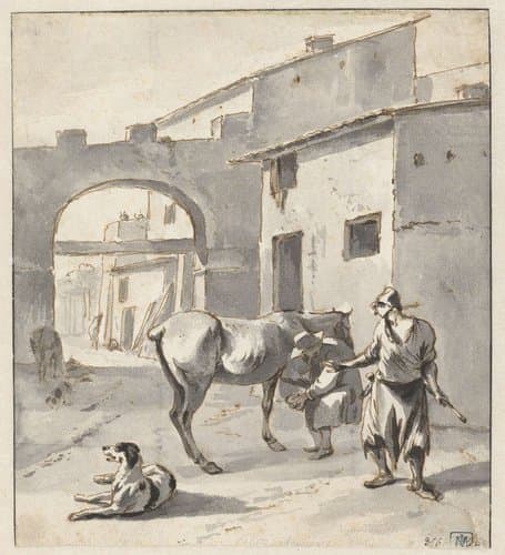 Hoefsmid in een Italiaanse stad