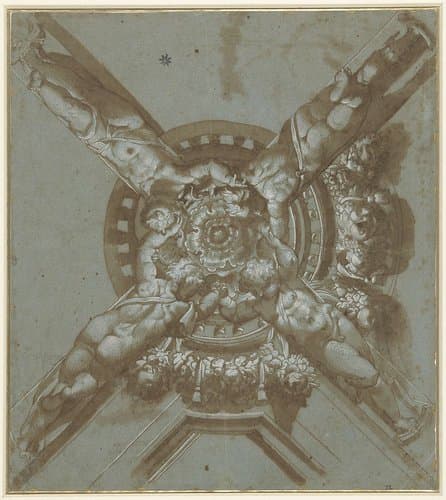 Ontwerp voor plafondschildering met vier putti