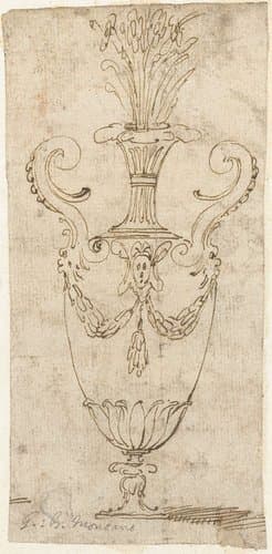 Siervaas met over de buik slingers en mascarons