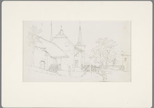 Landhuis in de buurt van het Lac Léman, van de andere zijde van het hek te zien