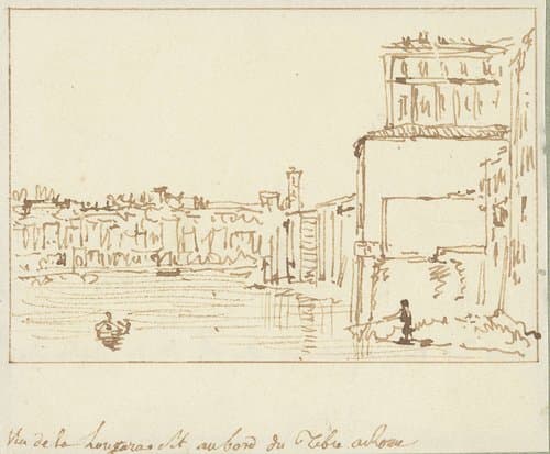 Gezicht op de Tiber in Rome bij de Longara