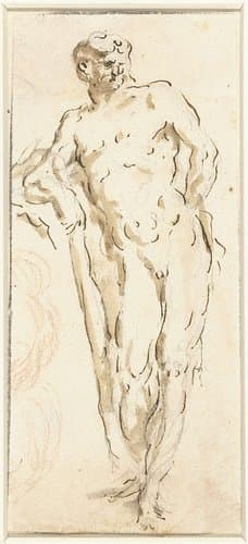 Staande Neptunus met drietand in de rechterhand