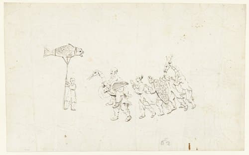 Optocht van als dieren verklede personen