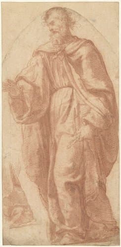 Staande heilige met een boek en sleutel in de hand