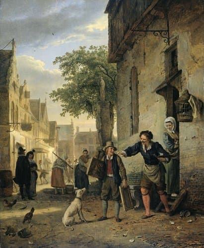 Jan Steen stuurt zijn zoon de straat op om schilderijen te ruilen voor bier en wijn