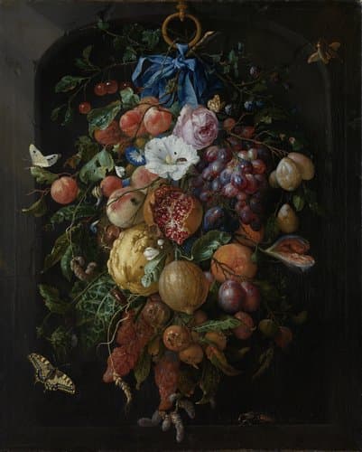 Festoen van vruchten en bloemen