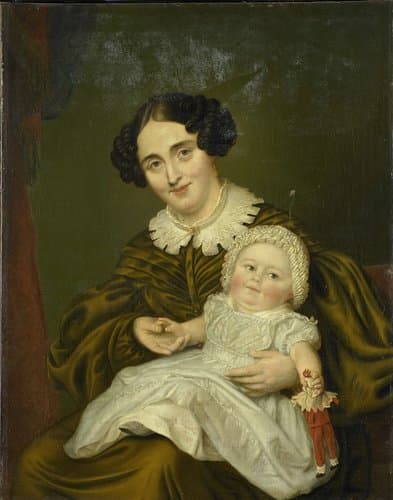 Dubbelportret van een vrouw, waarschijnlijk Johanna Gesiena van Demmeltraadt (1804-1878), echtgenote van Jan Hendrik Carp (1788-1845) en haar zoon Clemens Johan (1834-1889) of dochter Anna Johanna (1842-1901)