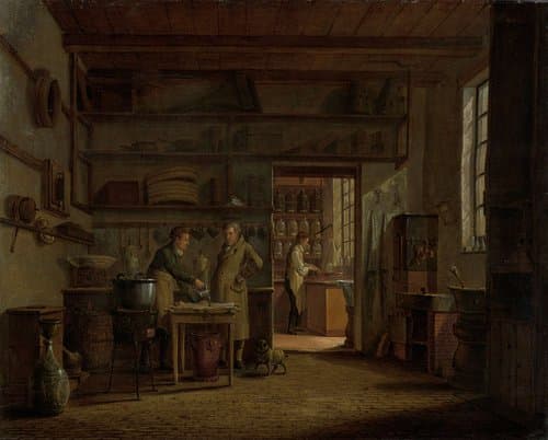 Interieur van het 'Stoockhuys' van apotheker A. d'Ailly