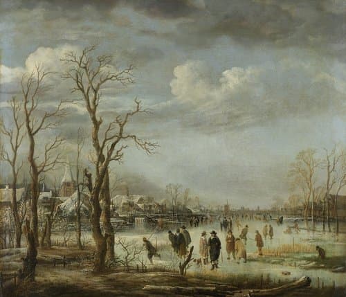 Wintergezicht nabij een stad