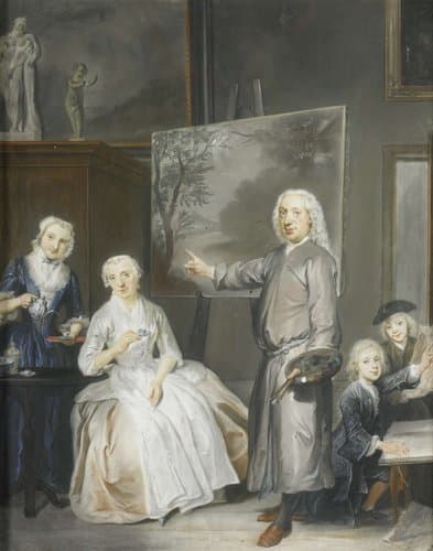 De landschapschilder Dirk Dalens III (1688-1753) met zijn tweede echtgenote Maria Schaack (gest. 1766) en de kinderen Anna (geb 1725), Willem (1737-60) en Jacobus (1741-63)