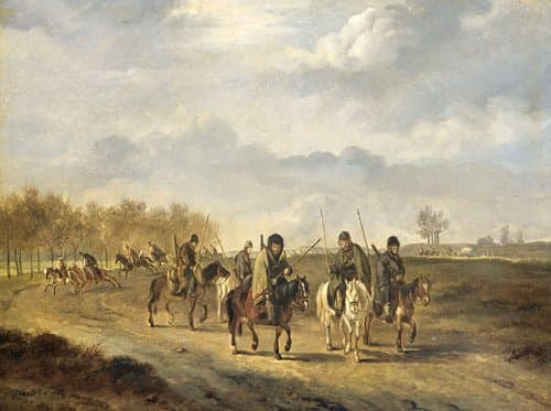 Kozakken op een landweg bij Bergen in Noord-Holland, 1813